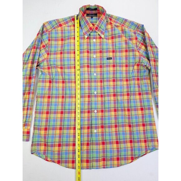 Faconnable Size Large Mens Multi Check Pocket Logo Tag Button Down Cotton Shirt - Picture 7 of 8